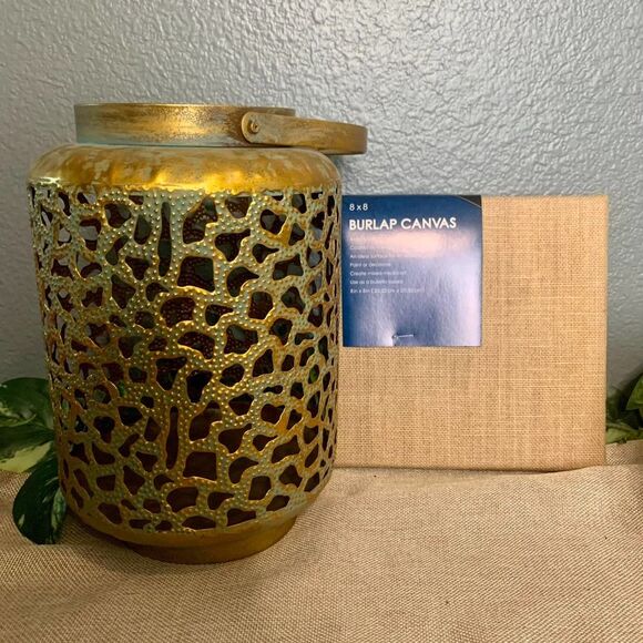 Home Decor Metal Lantern Vase - Vintage Finish - Intricate Open Pattern - Picture 12 of 14